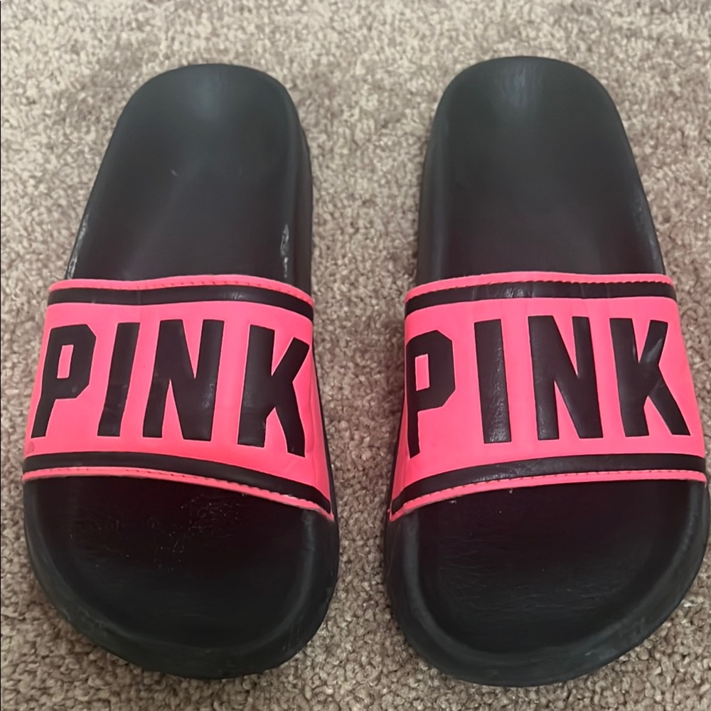 PINK Victoria's Secret Neon Pink Slide Sandals